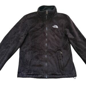The North Face Osito Full Zip Fleece Jacket Womens Medium Black Fuzzy Mock Neck